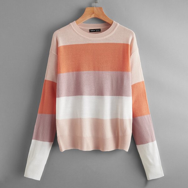 

Drop Shoulder Color Block Sweater, Multicolor