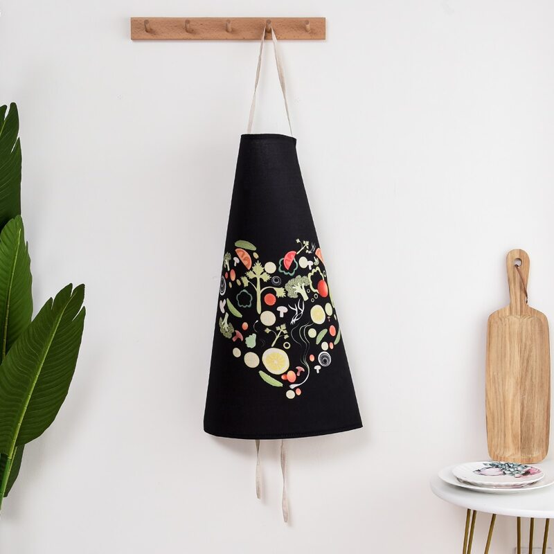 

Vegetable Print Apron, Black