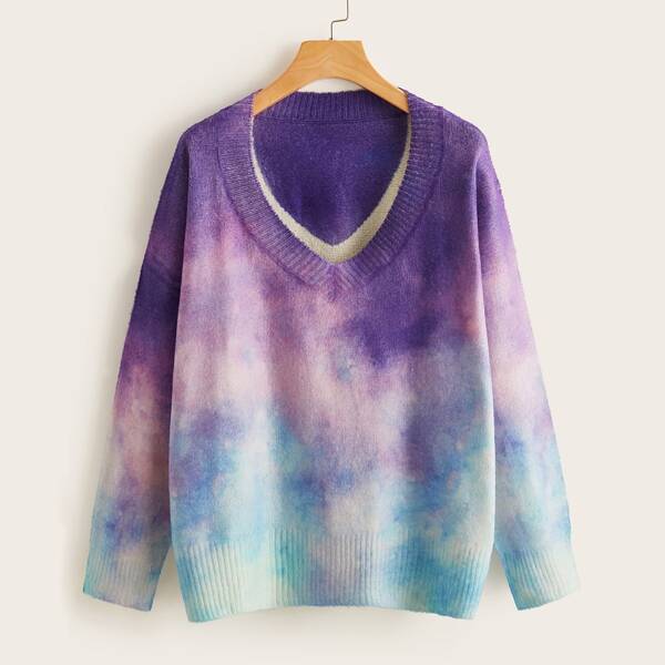 

Drop Shoulder Tie Dye Oversize Sweater, Multicolor