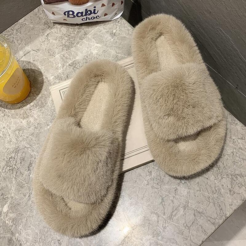 

Solid Fluffy Slippers, Khaki