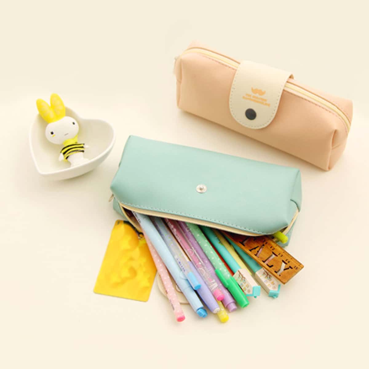 

1pc Random PU Pencil Bag, Multicolor