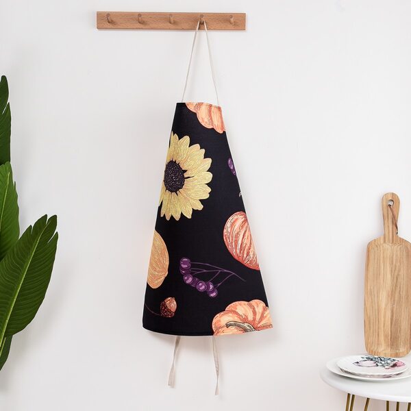 

Flower Print Apron, Black