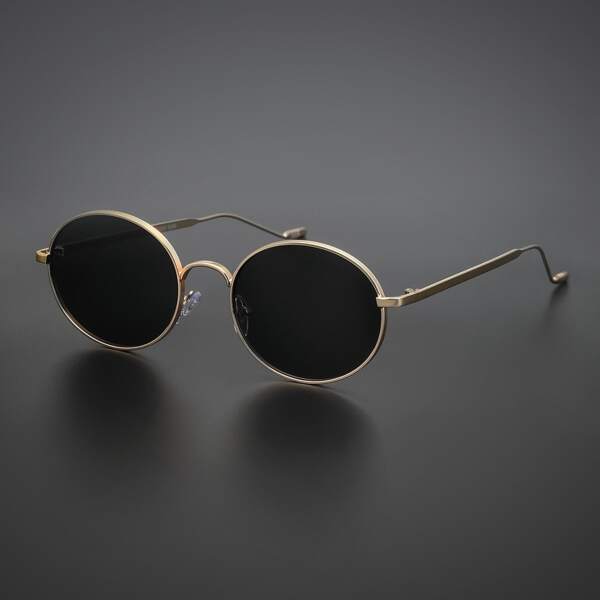 

Men Round Frame Sunglasses, Black