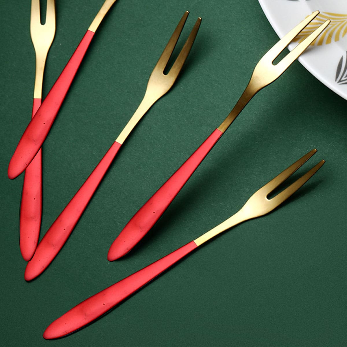 

1pc Stainless Steel Fruit Fork, Red