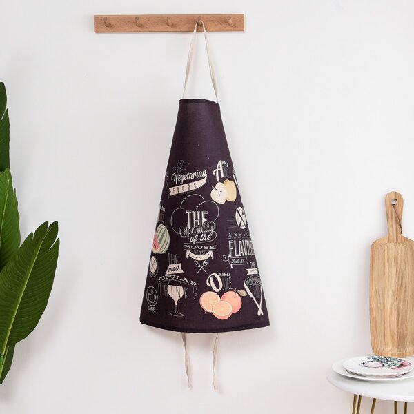 

Fruit Print Apron, Black