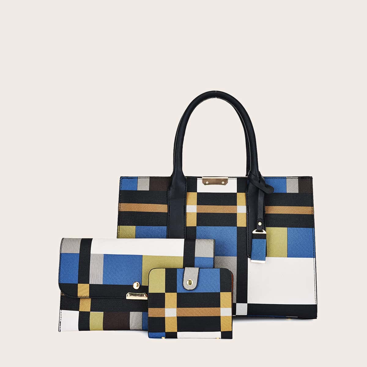 

3pcs Colorblock Satchel Bag Set, Multicolor