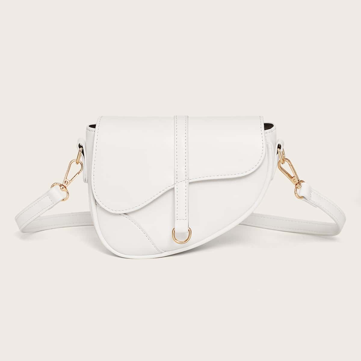 

Minimalist Flap Saddle Bag, White
