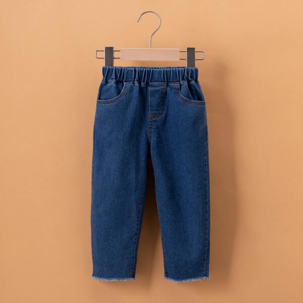 

Toddler Girls Raw Hem Jeans, Dark wash