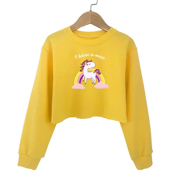 

Toddler Girls Unicorn & Slogan Graphic Sweatshirt, Yellow