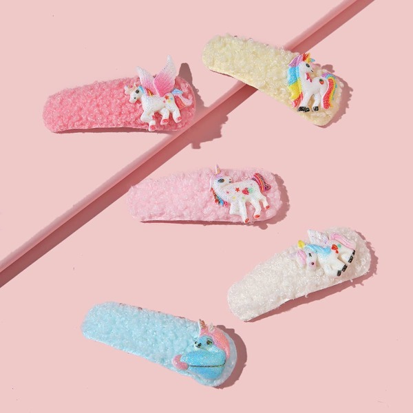 

5pcs Toddler Girls Unicorn Decor Hair Clip, Multicolor