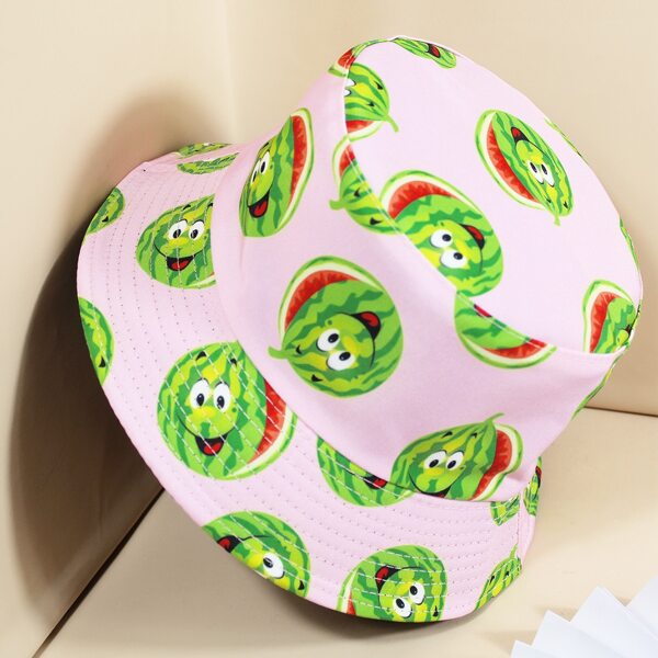 

Cartoon Graphic Reversible Bucket Hat, Pink