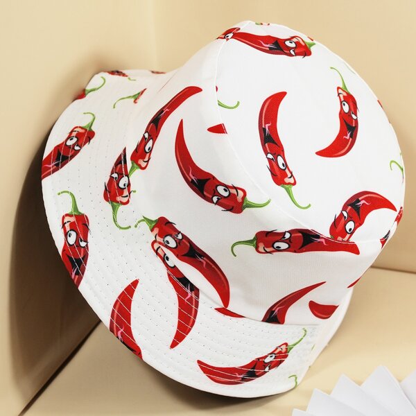 

Cartoon Graphic Reversible Bucket Hat, White