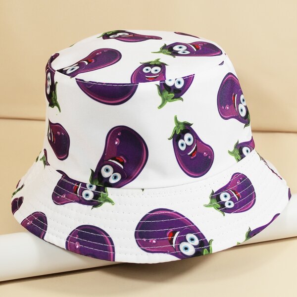 

Cartoon Graphic Reversible Bucket Hat, White