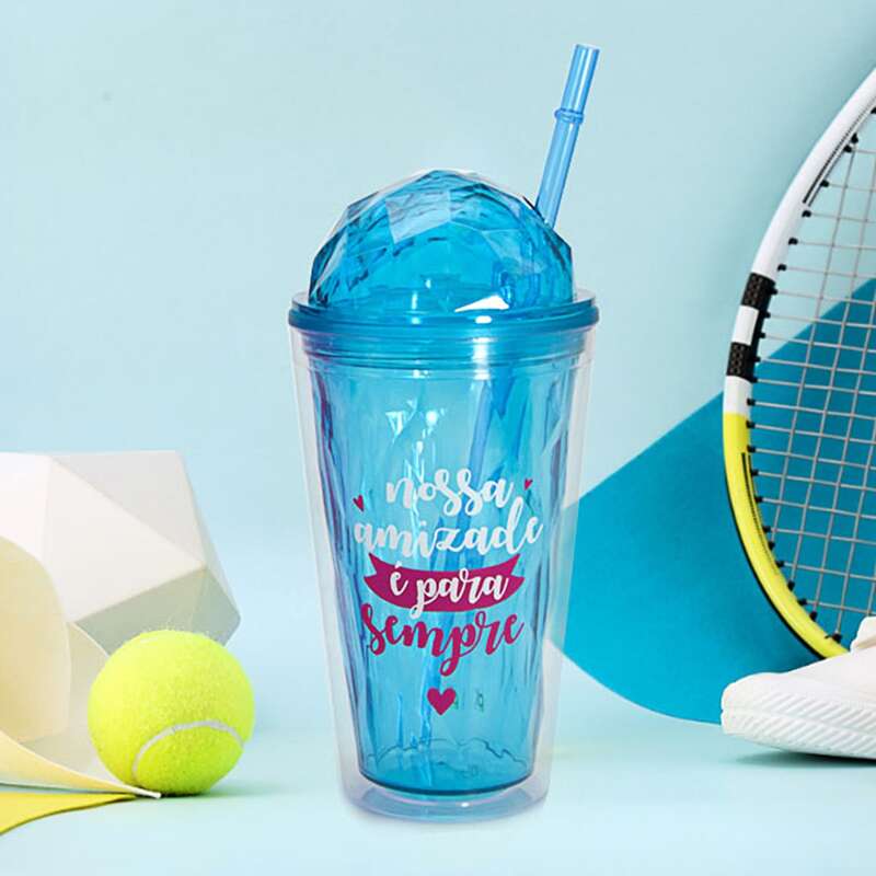

Letter Graphic Straw Bottle, Blue