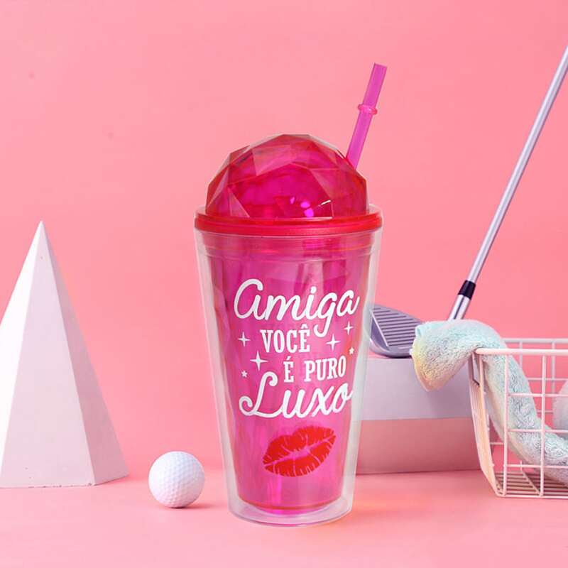 

Letter Graphic Straw Bottle, Hot pink