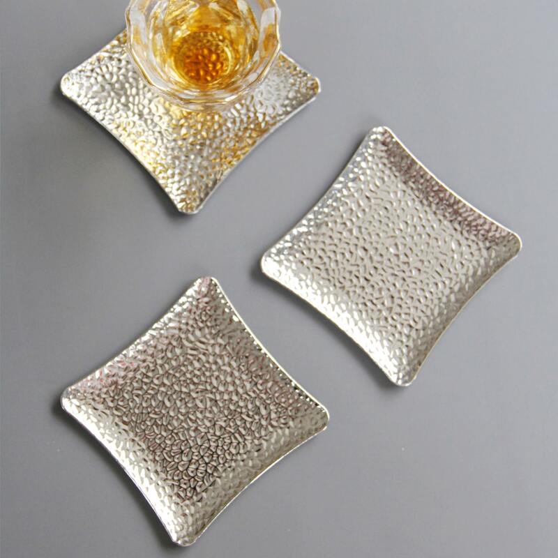 

1pc Stainless Steel Square Coaster, Silver