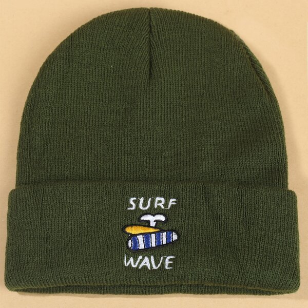 

Letter Embroidery Beanie, Dark green