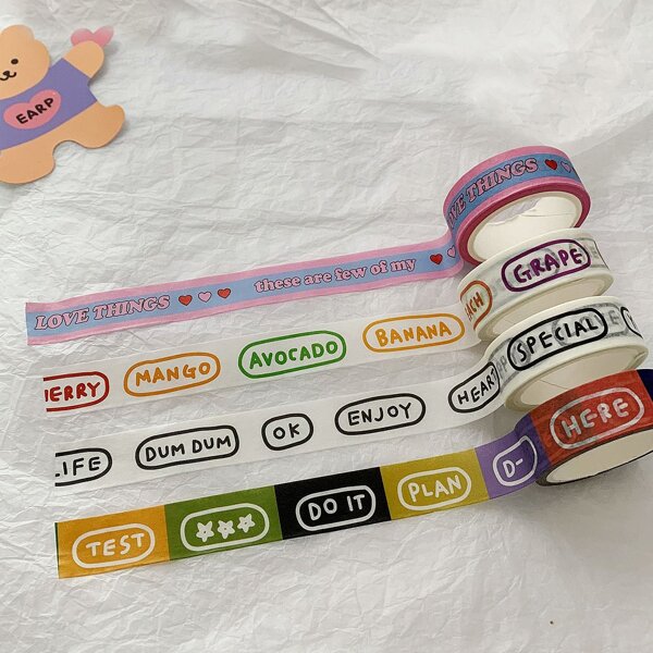 

1roll Letter Graphic Random Decorative Tape, Multicolor