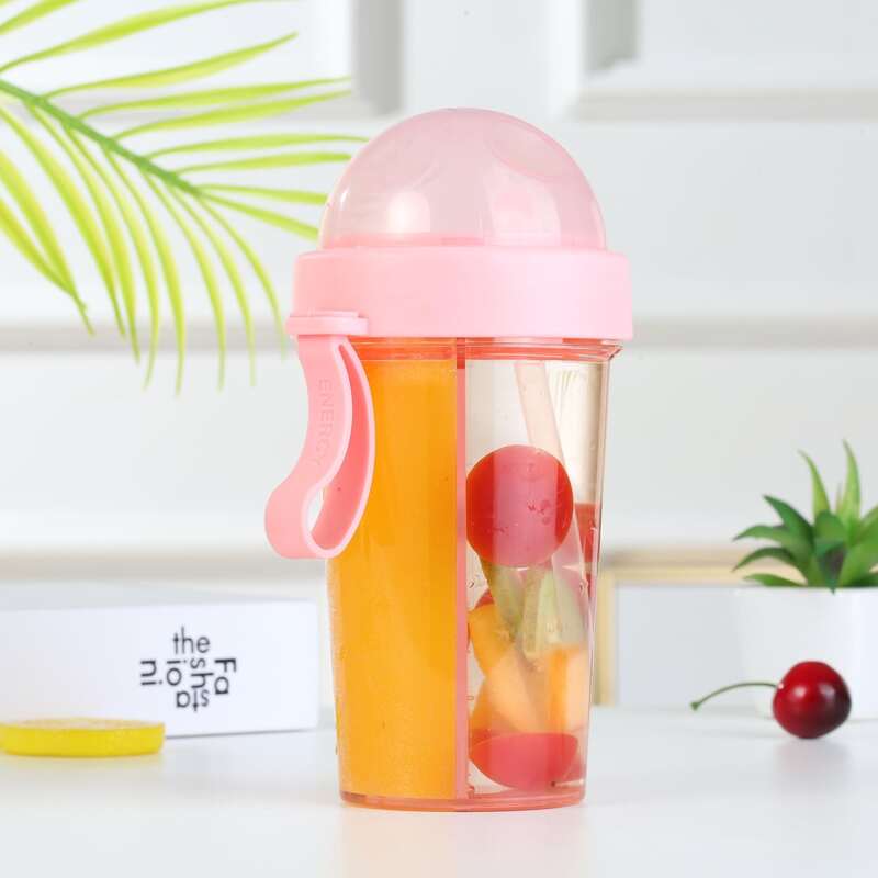 

1pc Double Straw Bottle, Pink