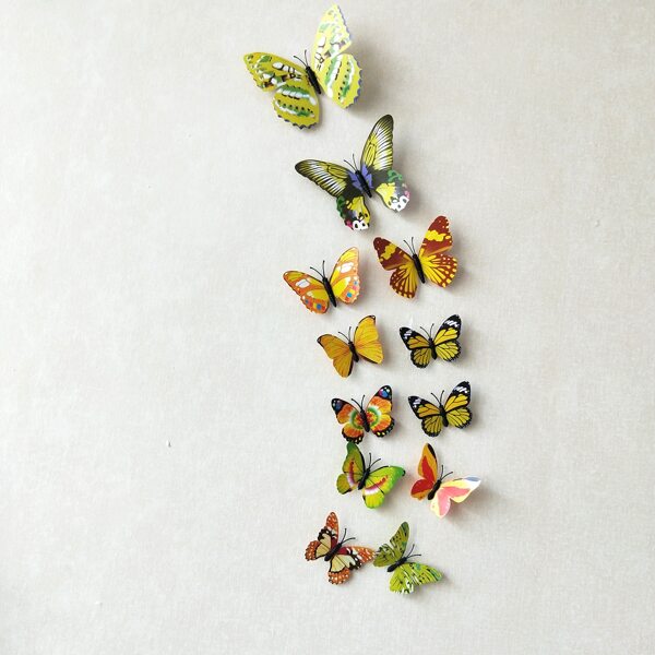 

12pcs 3D Butterfly Design Wall Sticker, Multicolor