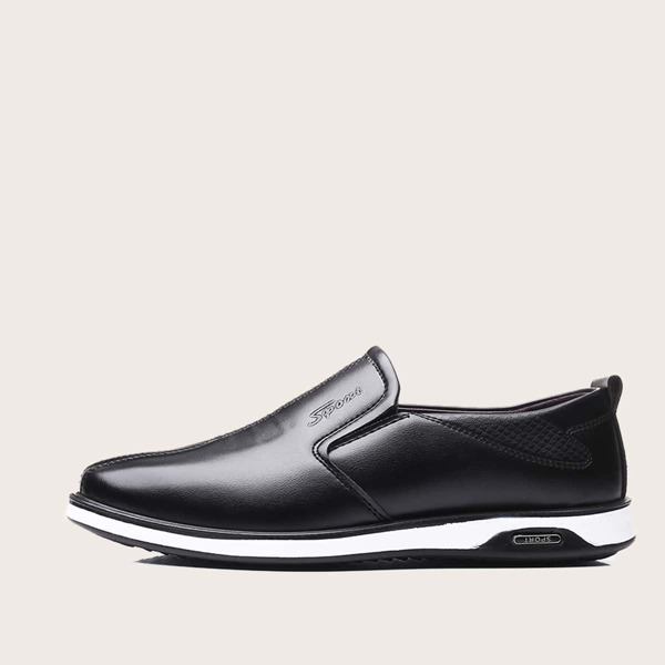 

Men Letter Embossed Loafers, Black