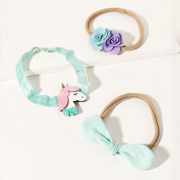 

3pcs Toddler Girls Flower & Bow Decor Hair Tie, Multicolor
