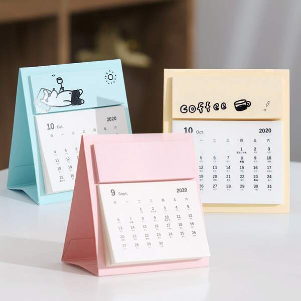 

1pc Random 2021 Desk Calendar With Memo Paper, Multicolor
