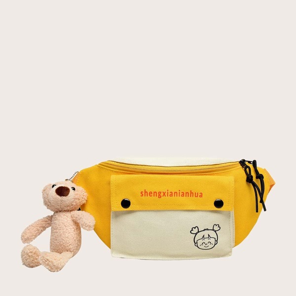 

Kids Letter & Figure Graphic Fanny Pack, Yellow
