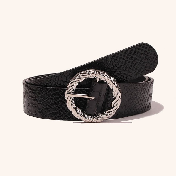 

Round Buckle Belt, Black