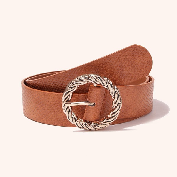 

Round Buckle Belt, Brown
