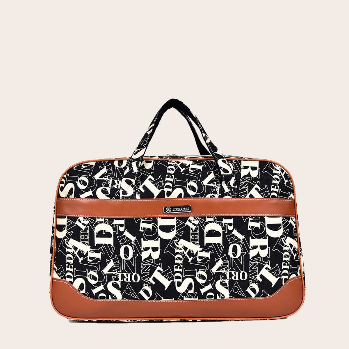 

Letter Graphic Duffle Bag, Black and white