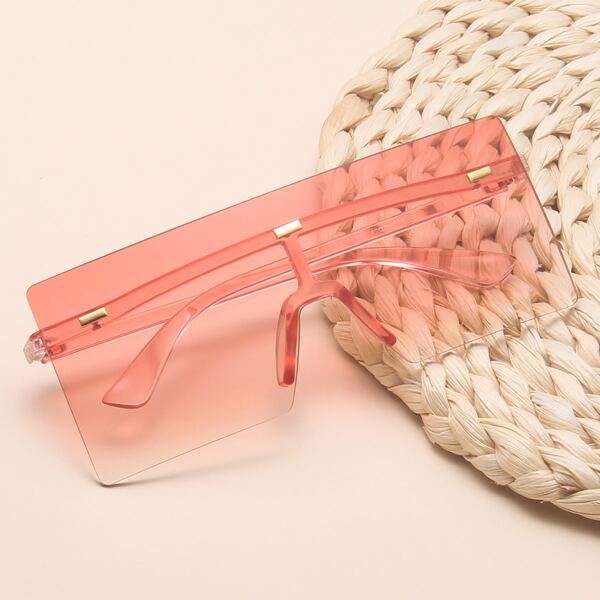 

Flat Top Rimless Sunglasses, Pink