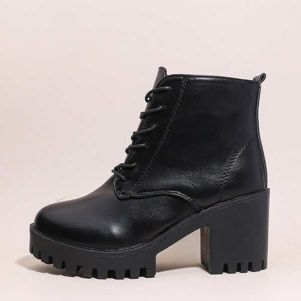 

Lace-up Front Chunky Boots, Black