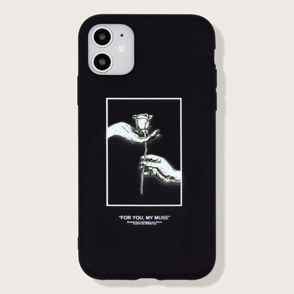 

Flower Print iPhone Case, Black