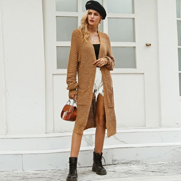 

Open Front Batwing Sleeve Cardigan, Camel