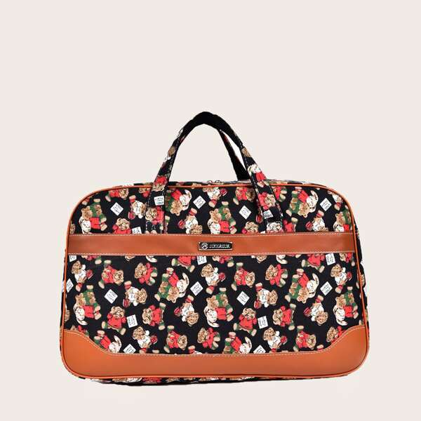 

Bear Graphic Satchel Bag, Multicolor