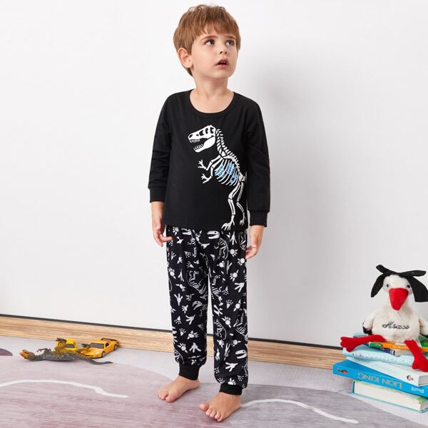 

Toddler Boys Cartoon Graphic PJ Set, Black