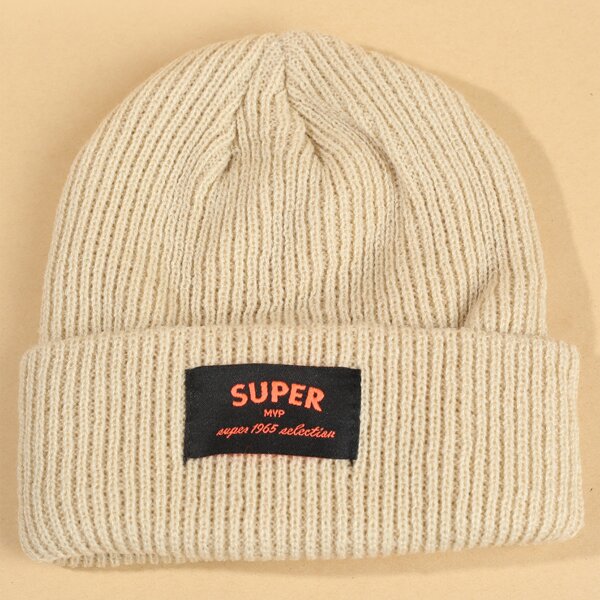 

Cloth Label Decor Beanie, Beige