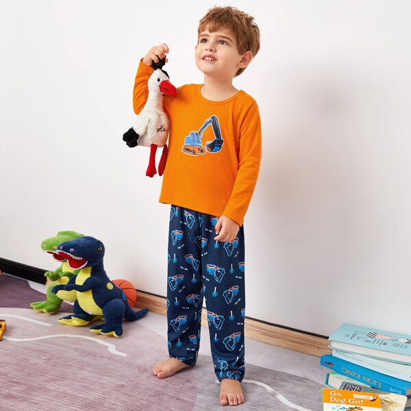 

Toddler Boys Excavator Print Pajama Set, Multicolor