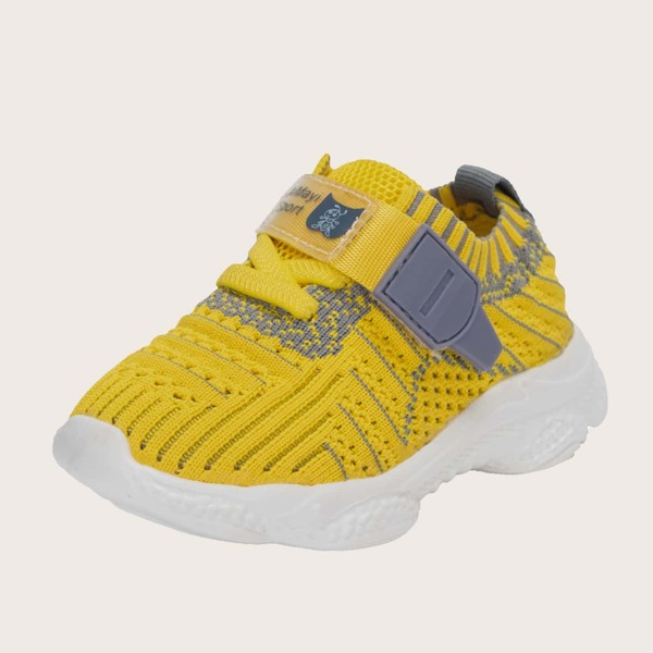 

Toddler Girls Letter Graphic Knit Chunky Sneakers, Yellow