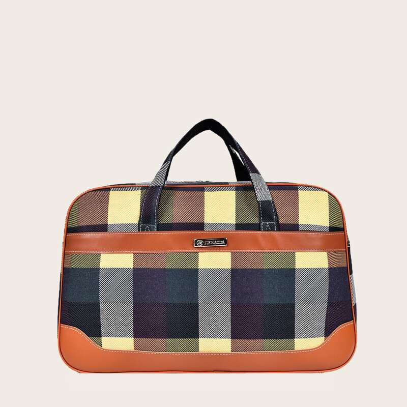 

Plaid Pattern Duffle Bag, Multicolor