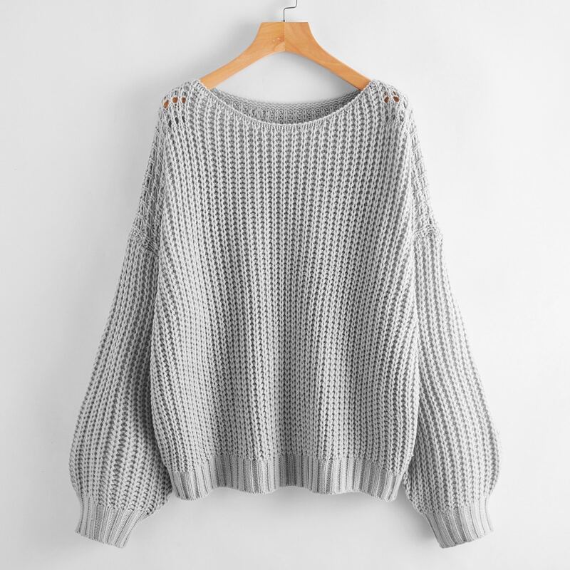 

Drop Shoulder Oversized Sweater, Light grey