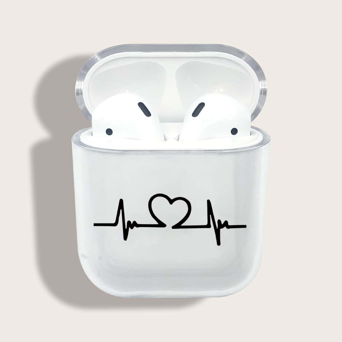

Heart Print Airpods Case, Clear