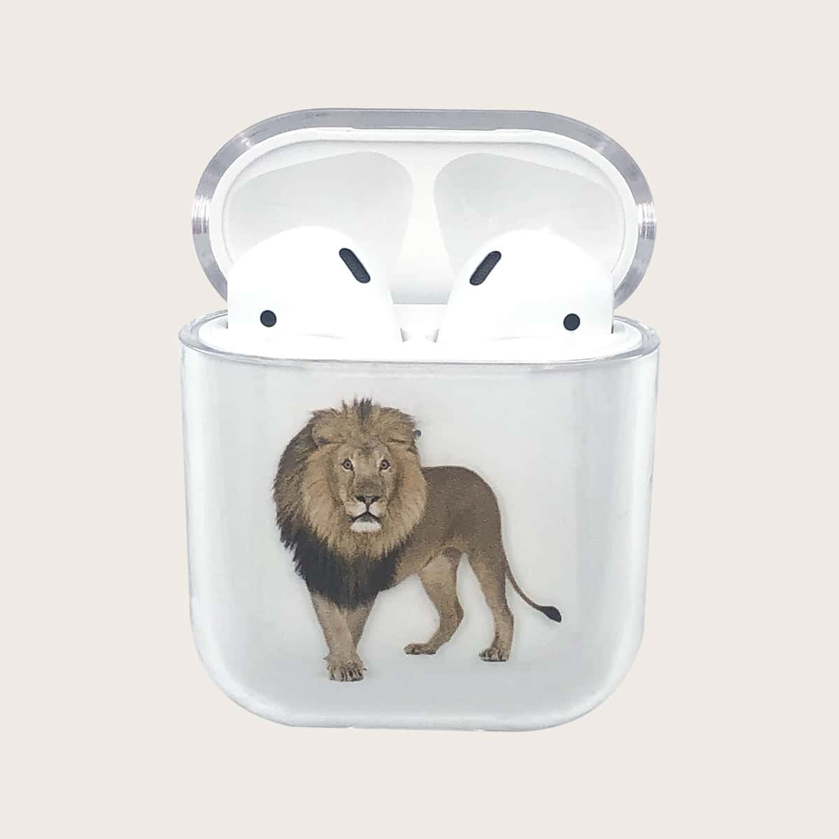 

Lion Print Clear Airpods Case