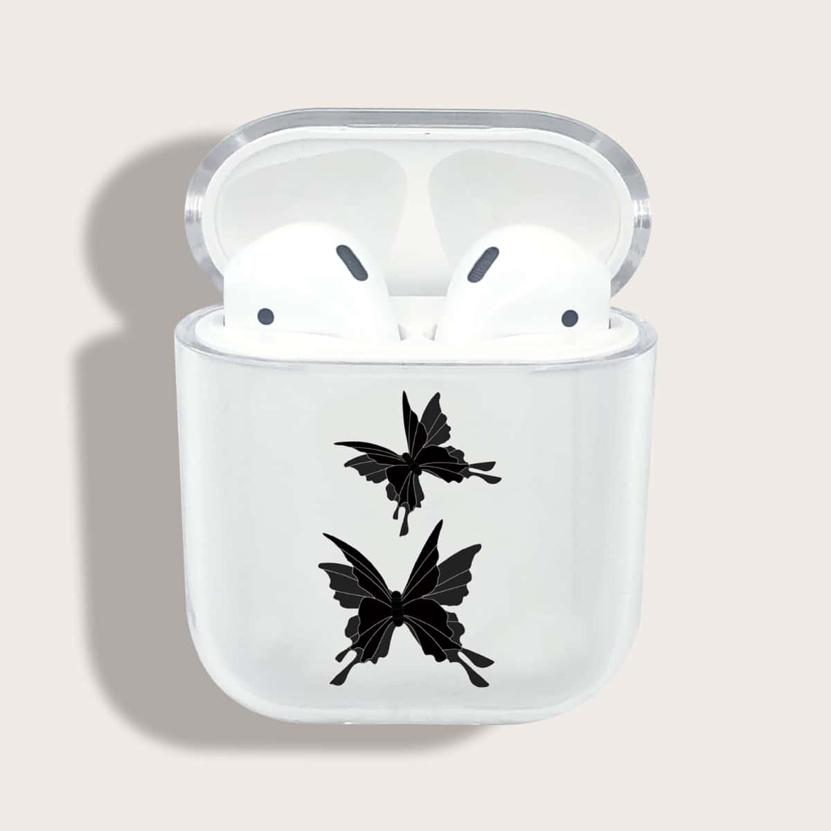 

Butterfly Print Airpods Case, Clear