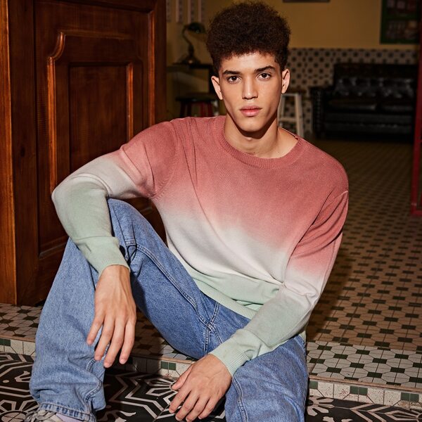 

Men Rib-knit Ombre Sweater, Multicolor