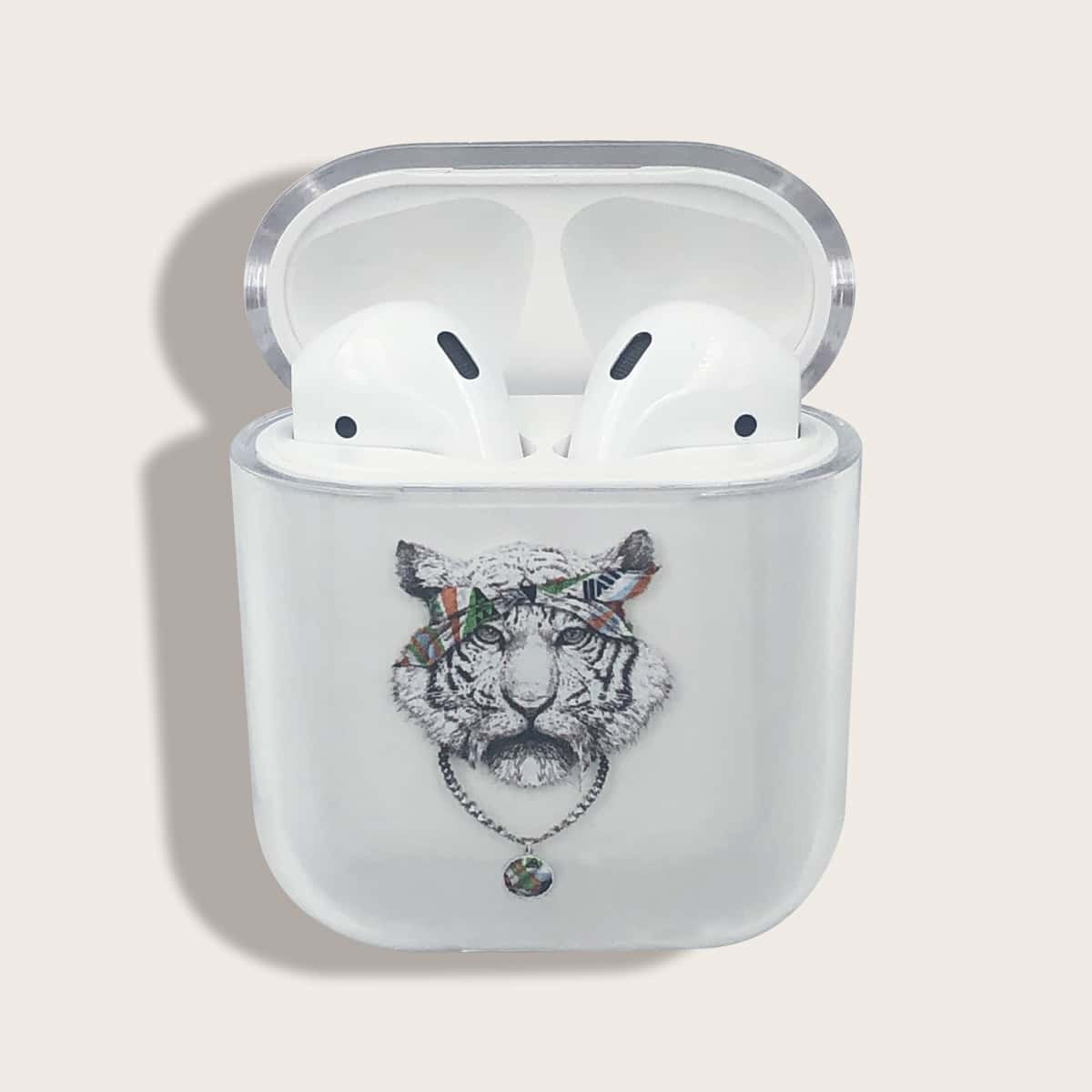 

Tiger Print Clear Airpods Case