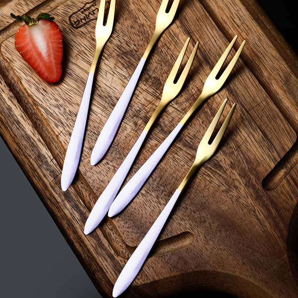 

1pc Stainless Steel Fruit Fork, Lilac purple