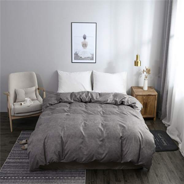

Solid Color Duvet Cover Without Filler, Grey