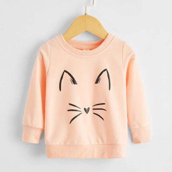 

Baby Girl Cartoon Graphic Sweatshirt, Baby pink